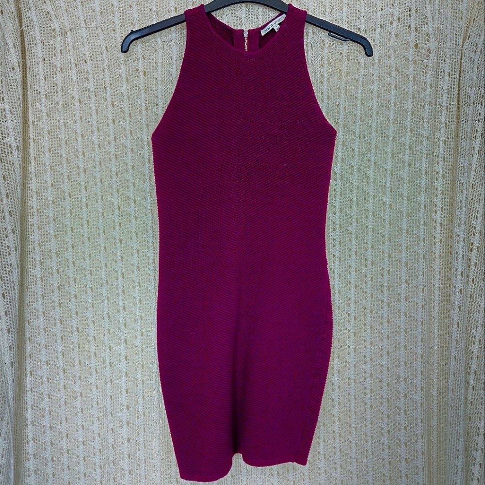 Rebecca Minkoff Chevron Quilted Bodycon Dress Burgundy Size Medium